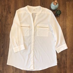 Lightweight White Button Down Blouse